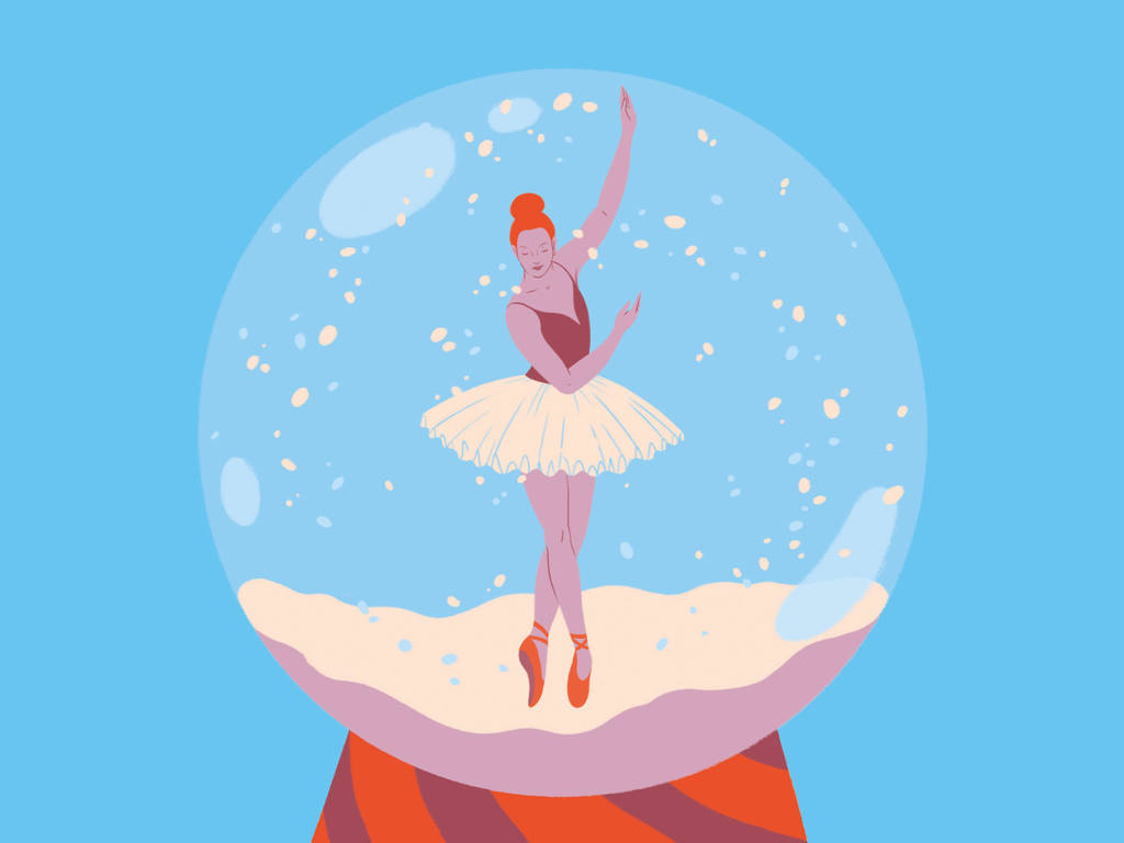 Dessin d'une ballerine dans une boule de neige